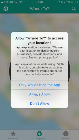 Location Permission iOS11 by Where To