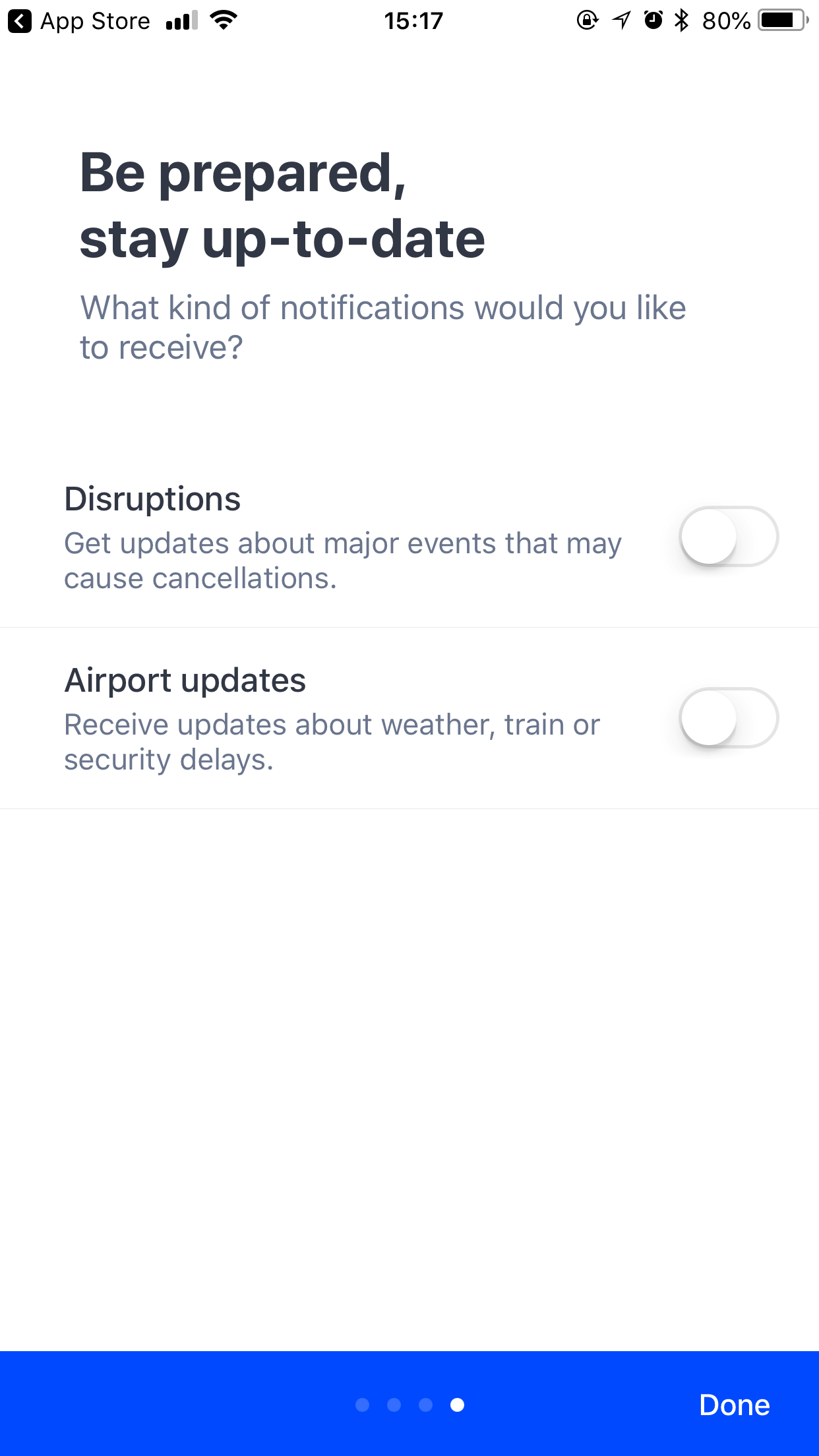Schiphol Mobile App Notification Preferences