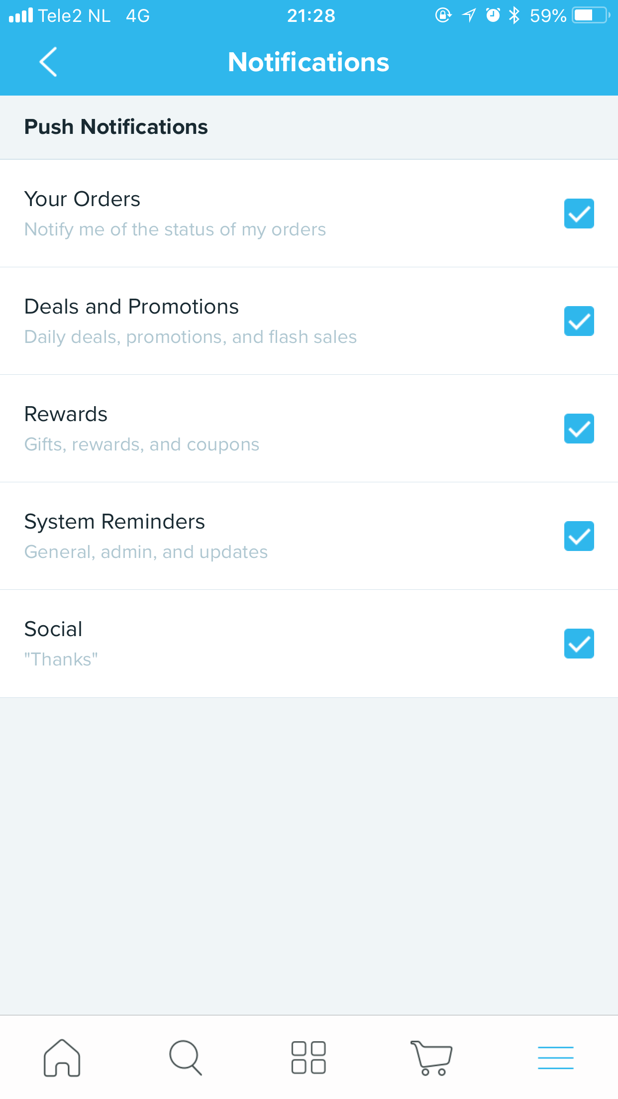 Wish In-App Notification Preference Center
