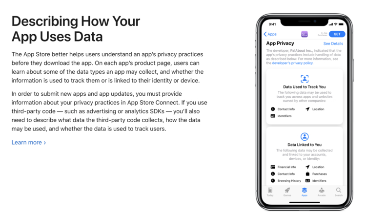 Apple IDFA changes and describing how your app will use data